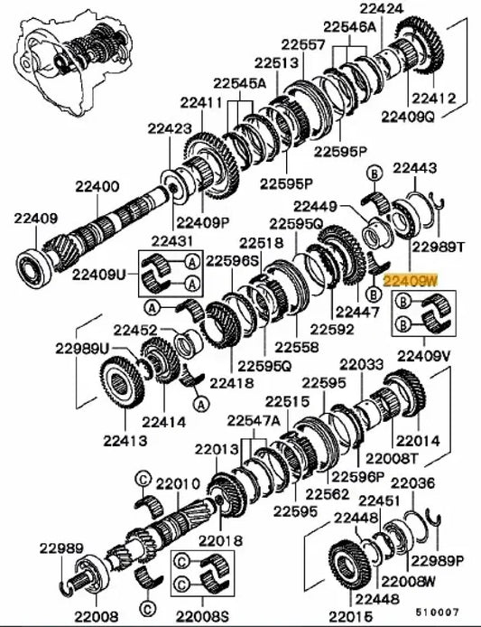 Output Shaft Bearing to suit Mitsubishi Lancer Evolution 4 - 9 (5-speed) MD748457 Gearbox and Transmission