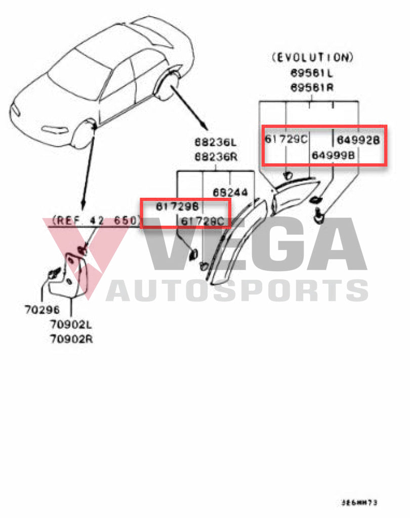 Overfender Clip Set (32-Piece) To Suit Mitsubishi Lancer Evolution 5 / 6 Cp9A Exterior