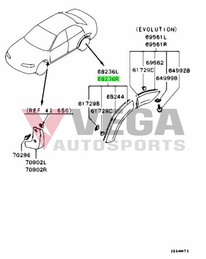 Overfender Flare (Front Rhs) To Suit Mitsubishi Lancer Evolution 5 / 6 6.5 Tme Cp9A Exterior