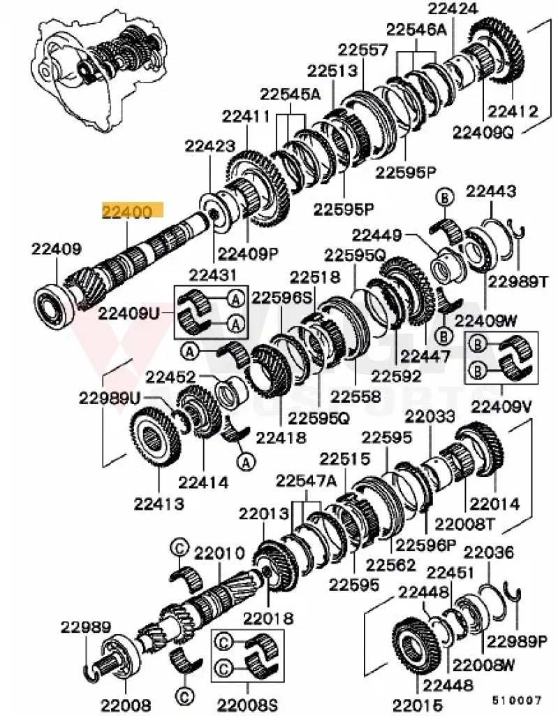 Pinion Shaft Final Drive 4.11 (18 teeth) to suit Mitsubishi Lancer Evolution 4-9 5 SPD MD748306 - Gearbox and