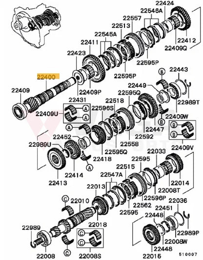 Pinion Shaft Final Drive 4.11 (18 teeth) to suit Mitsubishi Lancer Evolution 4-9 5 SPD MD748306 - Gearbox and