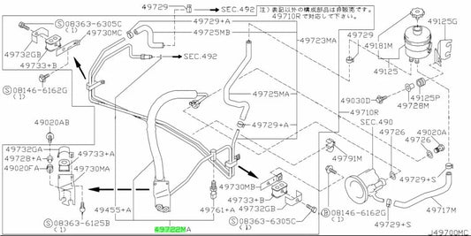 Power Steering High Pressure Line Assembly to suit Nissan Silvia S15 49720-85F10 - Steering and Suspension