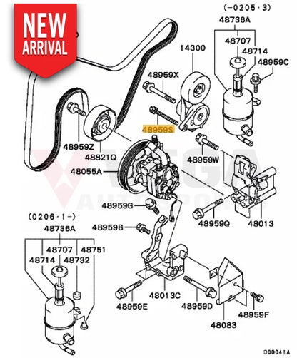 Power Steering Oil Pump Bolt (M8x80mm) to suit Mitsubishi Lancer Evolution 7 / 8 / 9 CT9A MF140241 - Nuts / Bolts