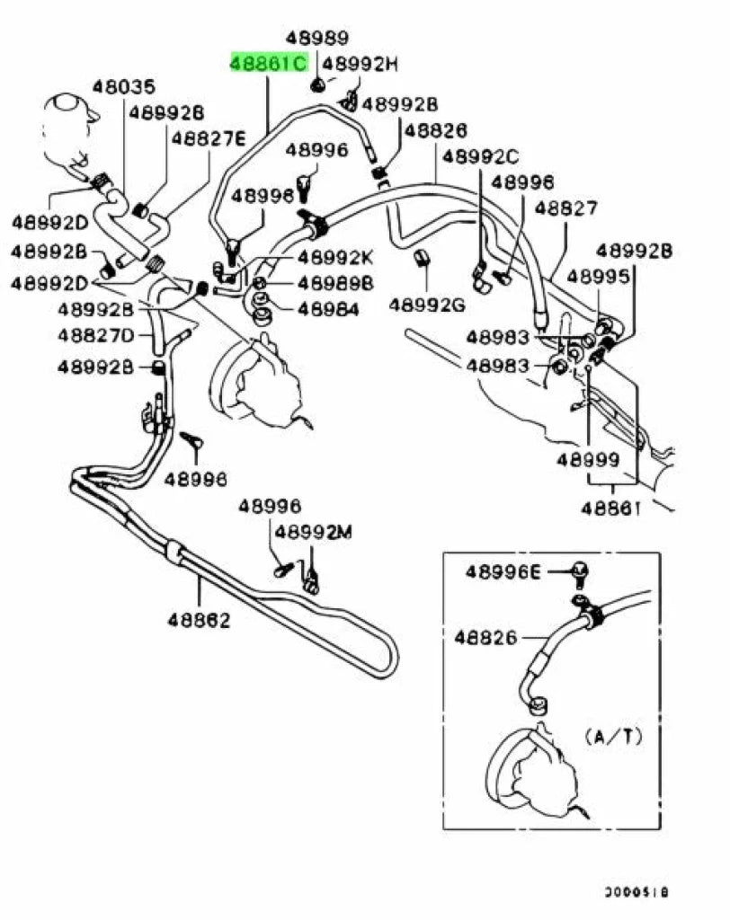Power Steering Oil Return Hard Line To Suit Mitsubishi Lancer Evolution 7 / 8 9 Ct9A Mr554843 And
