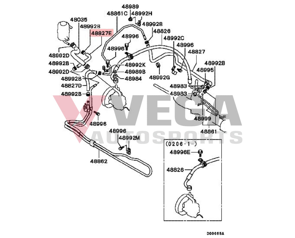 Power Steering Oil Return Rubber Hose To Suit Mitsubishi Lancer Evolution 5 / 6 7 8 9 Mr131459 And