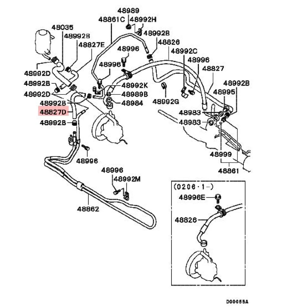 Power Steering Oil Return Rubber Hose To Suit Mitsubishi Lancer Evolution 7 / 8 9 Mr491374 And