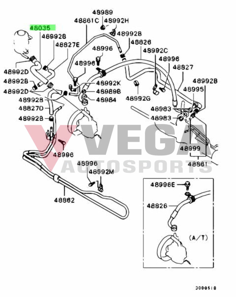 Power Steering Oil Rubber Hose (Reservoir To P/S Pump) Suit Mitsubishi Lancer Evolution 7 / 8 9