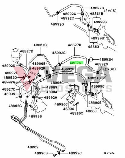 Power Steering Pressure Hose To Suit Mitsubishi Lancer Evolution 5 / 6 6.5 Cp9A Mr198080 And