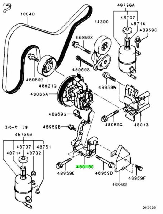 Power Steering Pump Bracket To Suit Mitsubishi Lancer Evolution 7 / 8 9 Ct9A Mr554868 And Suspension