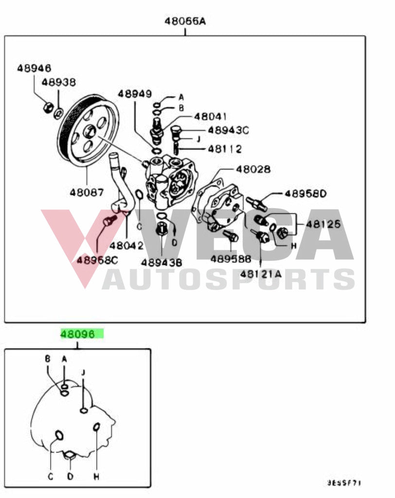 Power Steering Pump O-Ring Seal Kit To Suit Mitsubishi Lancer Evolution 5 / 6 Mr403964 And