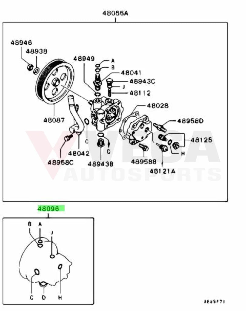 Power Steering Pump O-Ring Seal Kit To Suit Mitsubishi Lancer Evolution 5 / 6 Mr403964 And