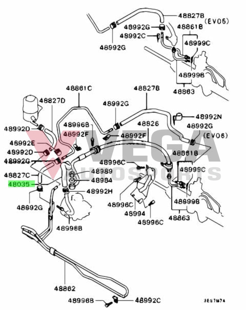 Power Steering Return Hose To Suit Mitsubishi Lancer Evolution 4 / 5 6 Mr403056 And Suspension