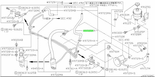 Power Steering Return Hose to suit Nissan S15 49725-85F00 - Steering and Suspension