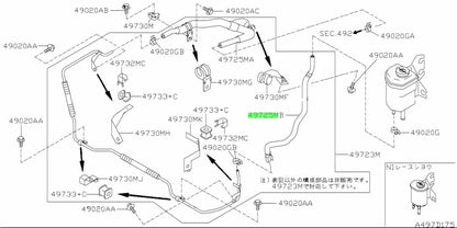 Power Steering Return Hose to suit Nissan Skyline R34 GTR 49725-AA301 - Steering and Suspension