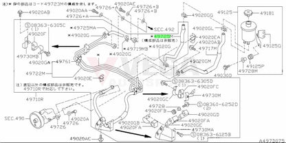 Power Steering Return Line to suit Nissan Skyline R33 GTS-T 49725-21U20 - Steering and Suspension