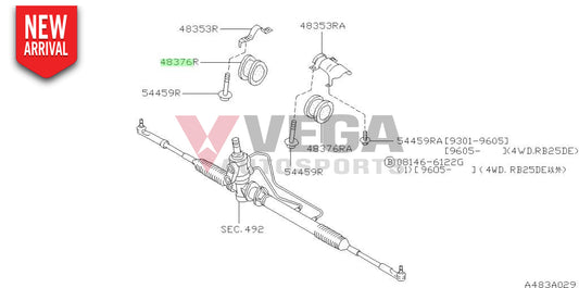 Power Steering Rubber Mounting Bush RHS to suit Nissan Skyline R33 GTS-T / R34 GT-T 54444-19U00 Steering and Suspension