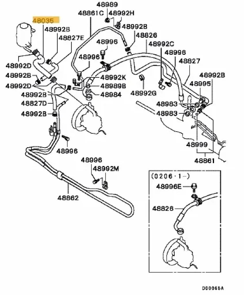 Power Steering Suction Hose To Suit Mitsubishi Lancer Evolution 4 / 5 6 Mr403056 And Suspension