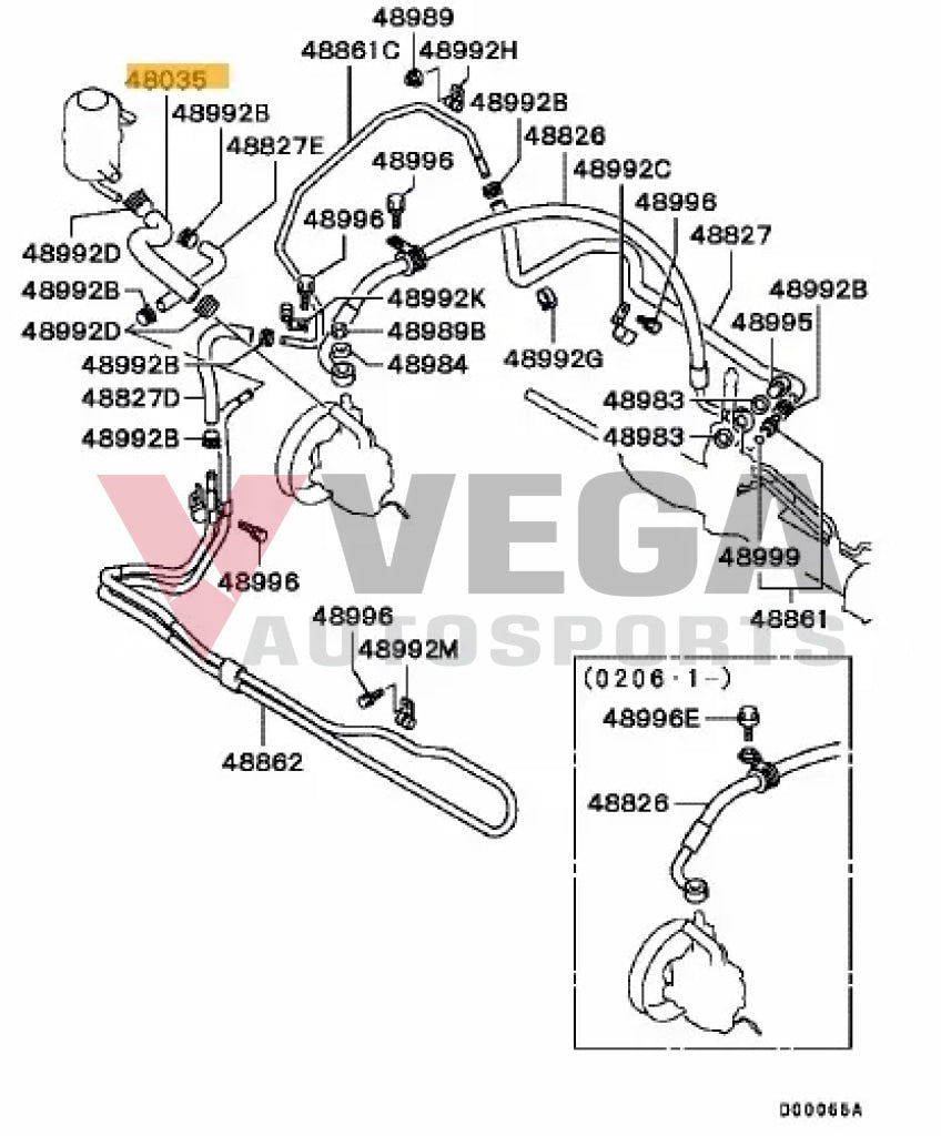 Power Steering Suction Hose To Suit Mitsubishi Lancer Evolution 4 / 5 6 Mr403056 And Suspension