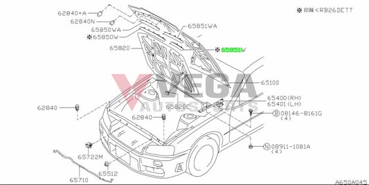 Radiator Support To Bonnet Lhs Seal Suit Nissan Skyline R34 Gtt / Gt Gt-V 65811-Aa000 Exterior
