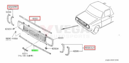 Radiator Surround Grille Moulding Set (4-Piece) To Suit Datsun 1200 B110 B120 Exterior
