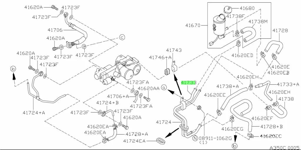Rear Attesa Feed Hardline To Suit Nissan Skyline R33 / R34 Gtr 41733-24U00 Differential
