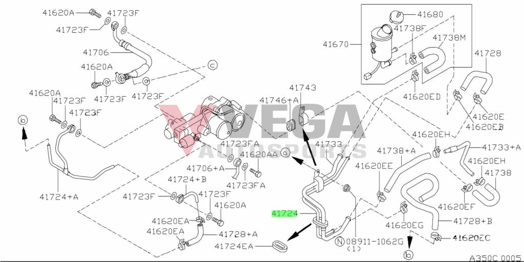 Rear Attesa Return Hardline To Suit Nissan Skyline R33 / R34 Gtr 41724-24U00 Differential