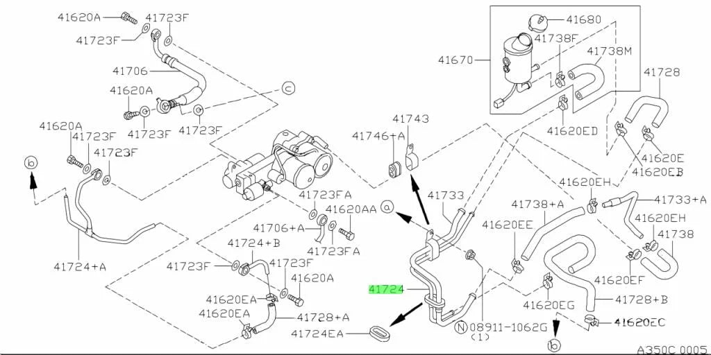 Rear Attesa Return Hardline To Suit Nissan Skyline R33 / R34 Gtr 41724-24U00 Differential