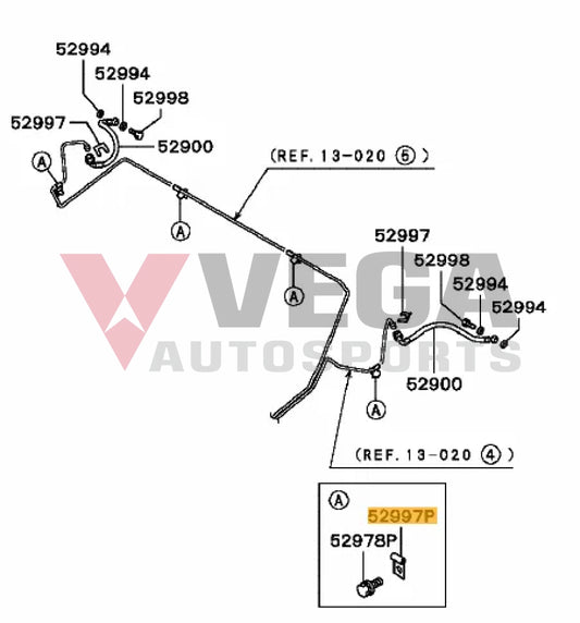 Rear Brake Hard Line Clip To Suit Mitsubishi Lancer Evolution 5 - 9 Cp9A Ct9A Mb344587 Nuts / Bolts