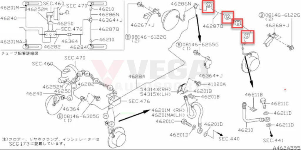 Rear Brake Line Clip (1-Line) To Suit Nissan Skyline R34 / Silvia S15 46271-7990A Nuts Bolts Screws