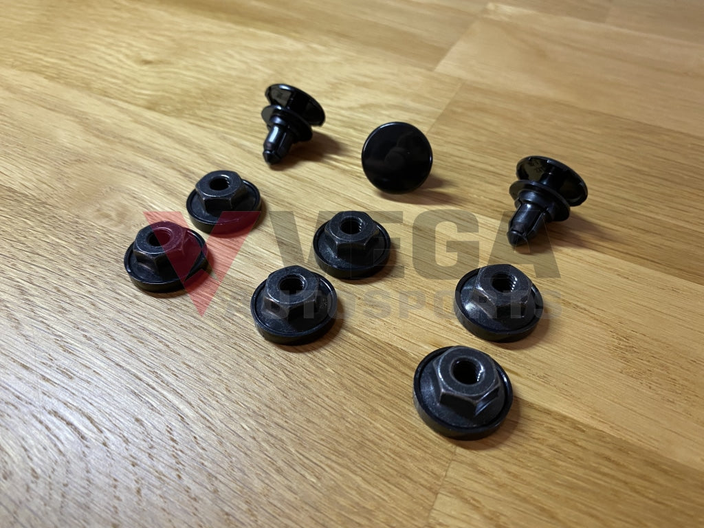 Rear Bumper Fitting Clip & Nut Set (9-Piece) To Suit Nissan Skyline R33 Models Exterior