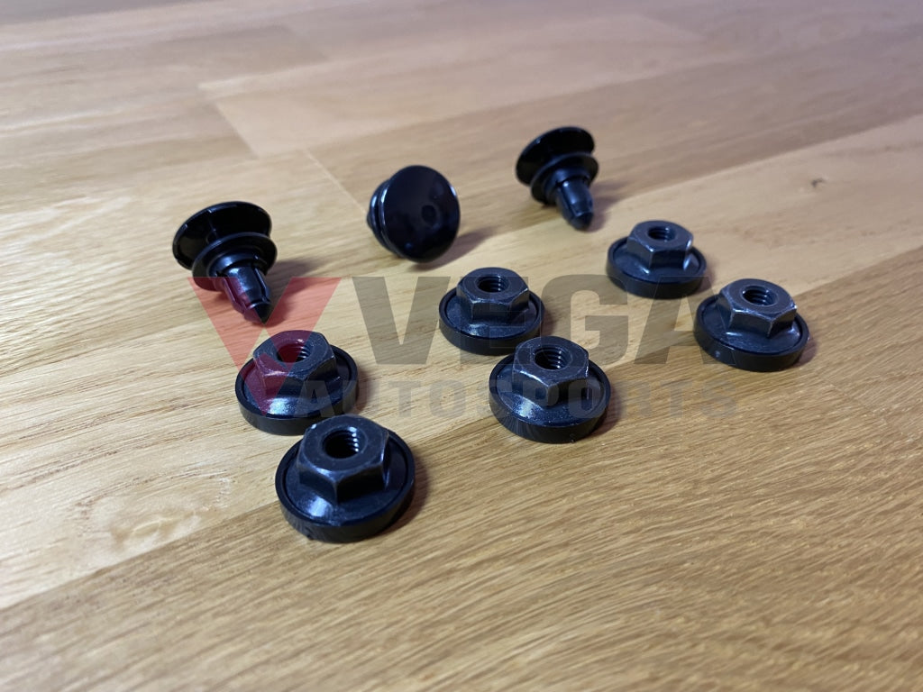 Rear Bumper Fitting Clip & Nut Set (9-Piece) To Suit Nissan Skyline R33 Models Exterior