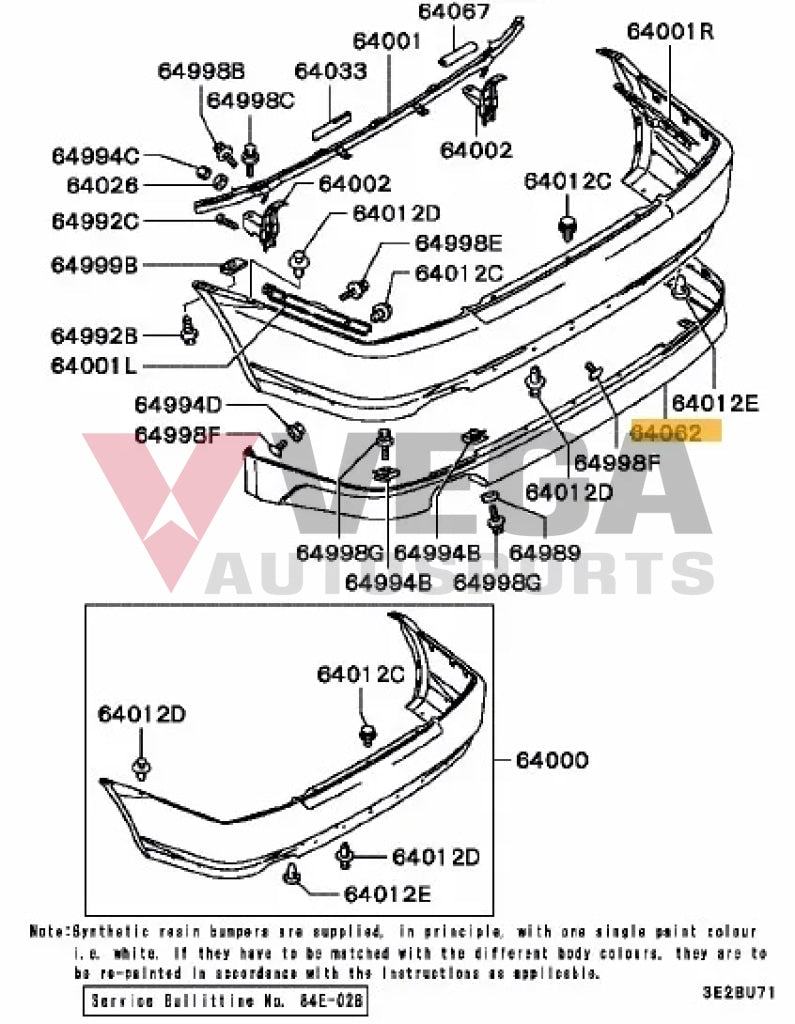 Rear Bumper Lower Lip To Suit Mitsubishi Lancer Evolution 5 / 6 6.5 Mr619232 Body Panels