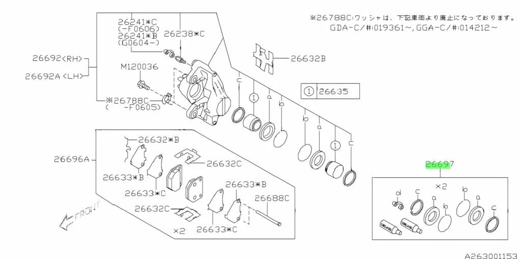Rear Caliper Seal Kit To Suit Subaru Impreza Turbo 2 Pot Calipers 26697Fa0008A Brakes