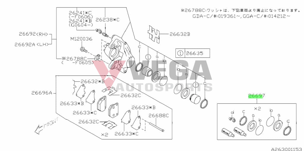 Rear Caliper Seal Kit To Suit Subaru Impreza Turbo 2 Pot Calipers 26697Fa0008A Brakes