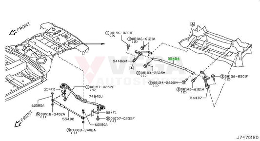 Rear Chassis Brace Assembly (3-Piece) To Suit Nissan 370Z Nismo 554B6-6Ga0A / 554B7-6Ga0A Interior