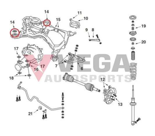 Rear Crossmember Subframe Bushing (Nismo) to suit Nissan Skyline R32 GTR / R33 GTR / R34 GTR 55442-RS580 Differential