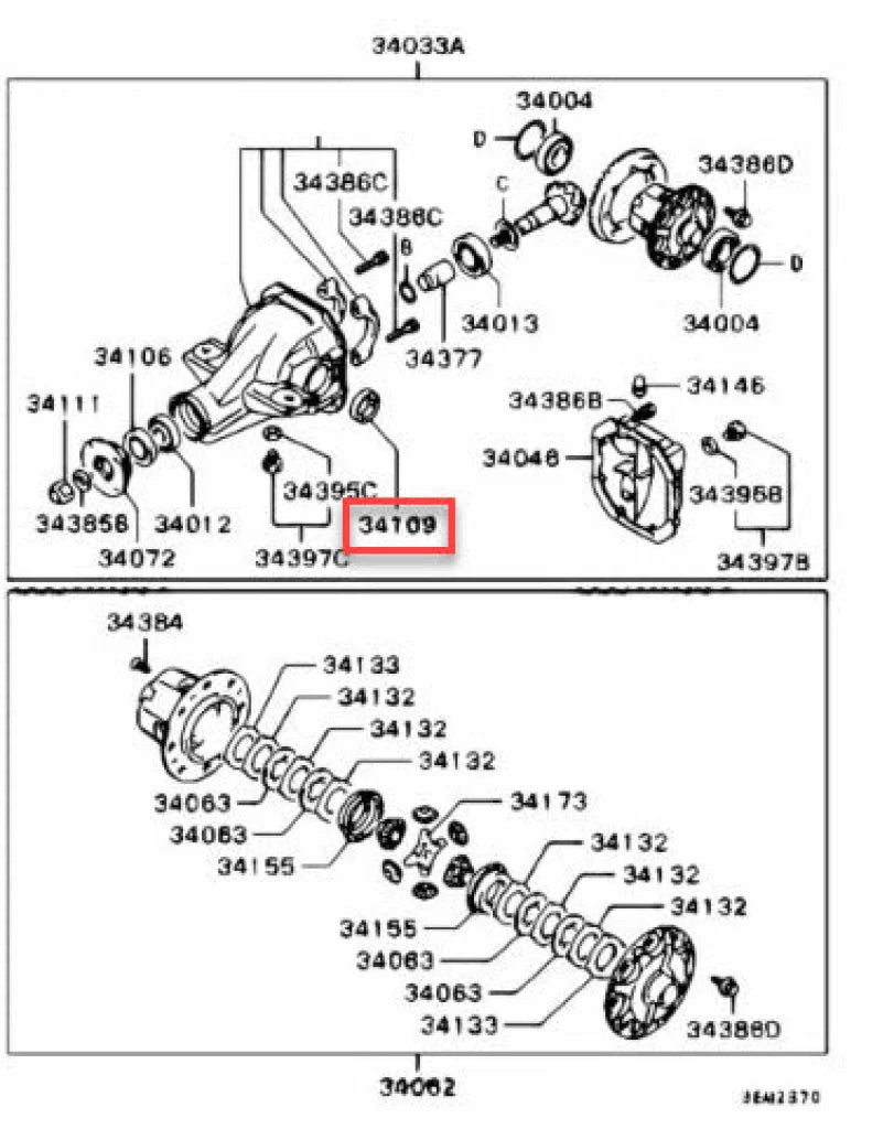 Rear Diff Crown And Pinion Bearing Set To Suit Mitsubishi Lancer Evolution 5 - 10 Rs Mb393955