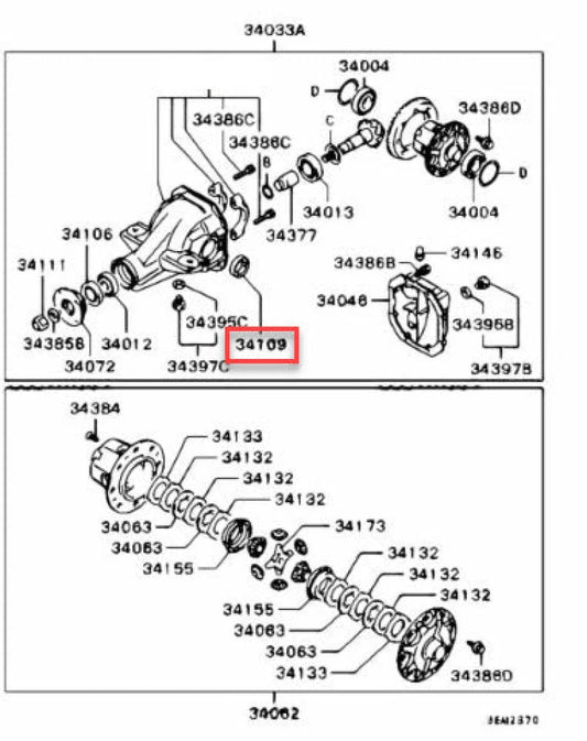 Rear Diff Crown And Pinion Bearing Set To Suit Mitsubishi Lancer Evolution 5 - 10 Rs Mb393955