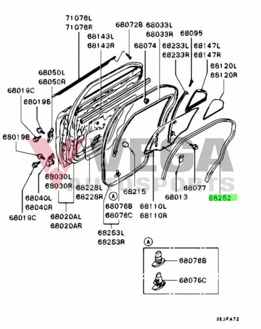 Rear Door Welt Mould To Suit Mitsubishi Lancer Evolution 4 - 6 Mr184695 Body Mouldings / Seals