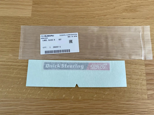 Rear Glass "Quick Steering STi" Decal to suit Subaru 02-07 Impreza WRX GDB - Vega Autosports