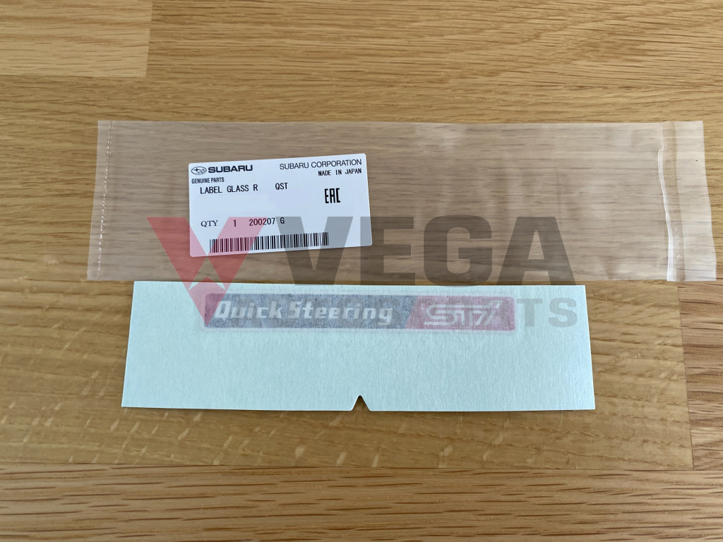 Rear Glass "Quick Steering STi" Decal to suit Subaru 02-07 Impreza WRX GDB - Vega Autosports