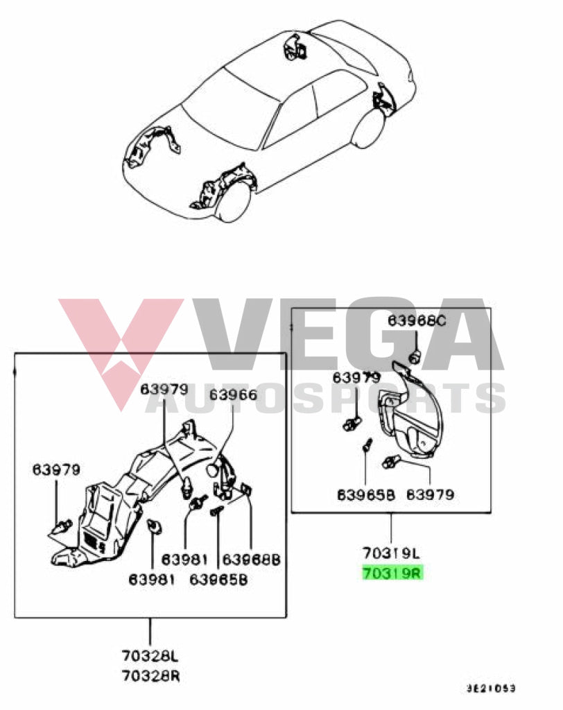 Rear Guard Liner Rhs To Suit Mitsubishi Lancer Evolution 1 / 2 3 Cd9A Ce9A Mb907182 Exterior