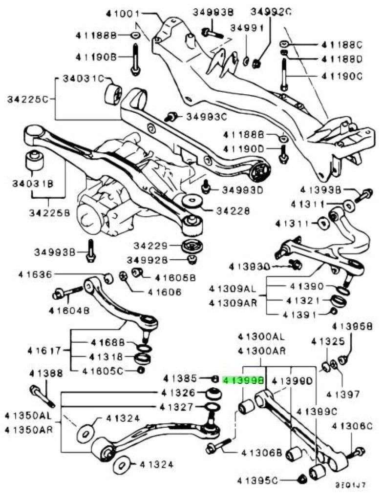 Rear Lower Control Arm (Inner) To Suit Mitsubishi Lancer Evolution 4 / 5 Mb856440 Steering And