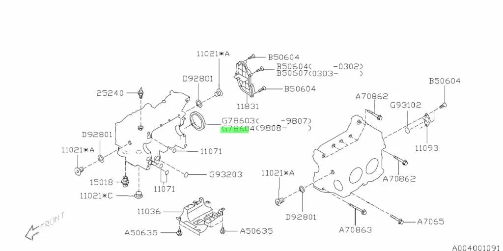 Rear Main Oil Seal To Suit Subaru Ej20 / Ej25 806786040 Engine