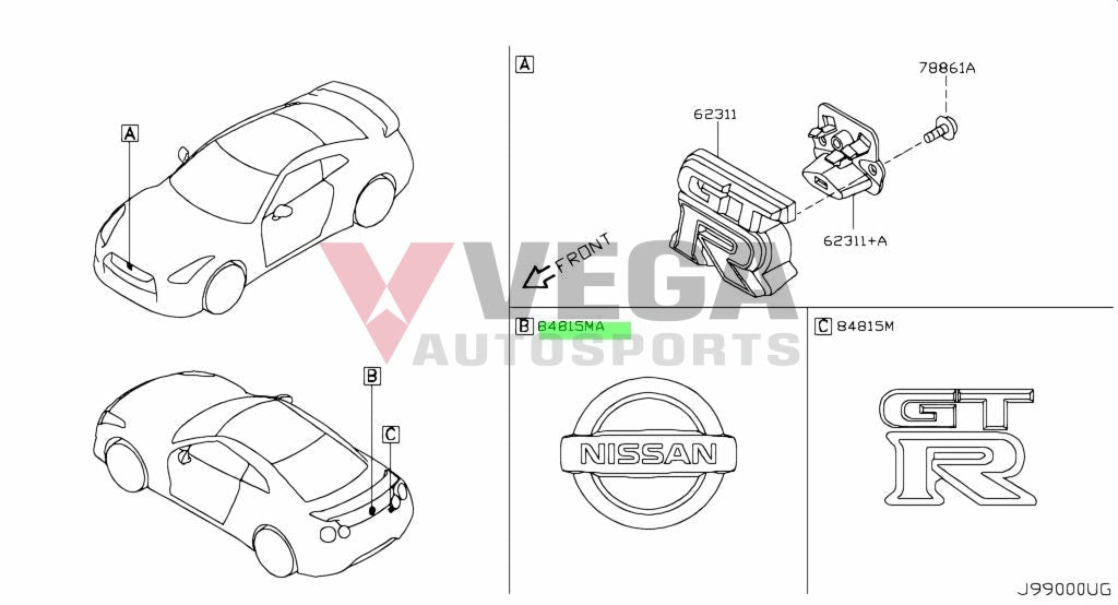 Rear Nissan Boot Emblem To Suit R35 Gtr 84890-Kb50A Emblems Badges And Decals