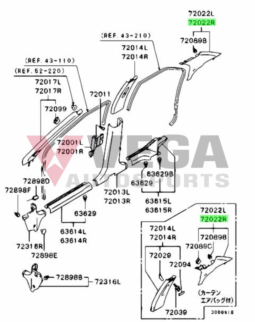 Rear Quarter C Pillar Trim (Rhs Driver) To Suit Mitsubishi Lancer Evolution 7 / 8 9 Ct9A Mr648680