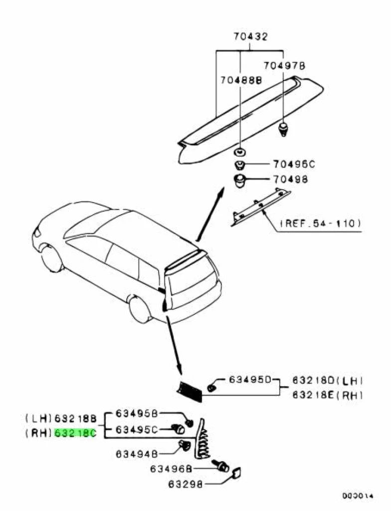 Rear Quarter Garnish Rhs To Suit Mitsubishi Lancer Evolution Ct9W 7405A122 Exterior