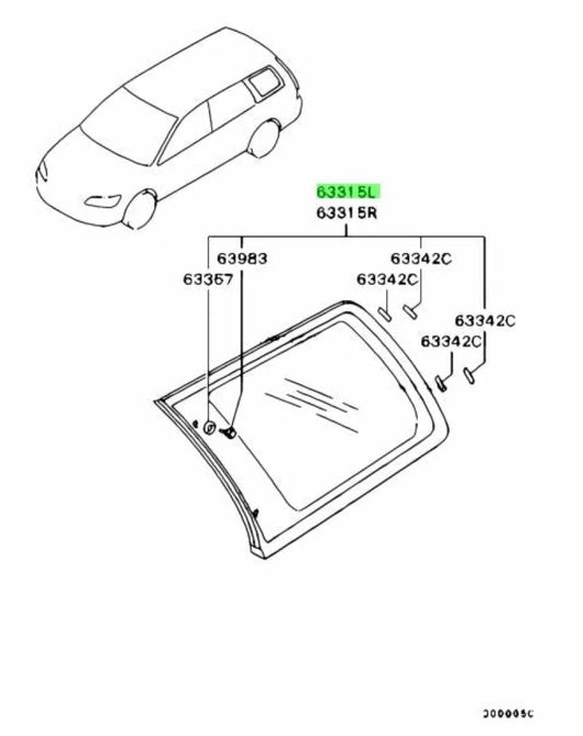 Rear Quarter Window Lhs To Suit Mitsubishi Lancer Evolution 9 Ct9W Mr557035 Exterior