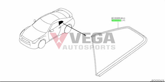 Rear Quarter Window (Lhs) To Suit Nissan R35 Gtr 83307-Jf00B Exterior