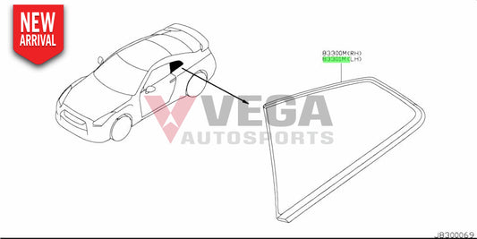 Rear Quarter Window (Lhs) To Suit Nissan R35 Gtr 83307-Jf00B Exterior